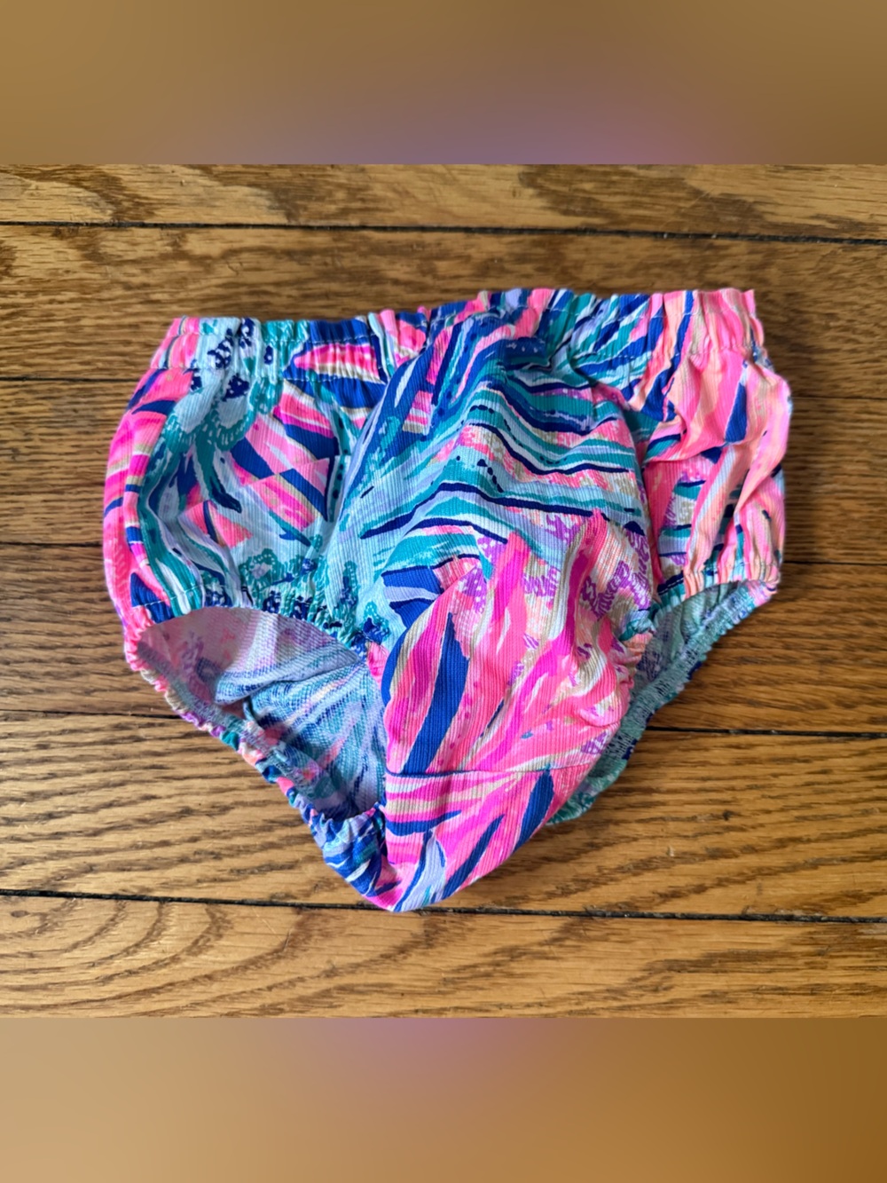 Lilly Pulitzer Pink & Teal Printed Diaper Cover - Size 12-18 Months